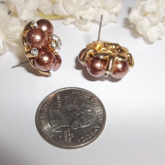 Pre-owned, Earring, Brown Pearl Earring, Brown Earrings, Pearl Earrings, 7725 - Picture 4 of 5